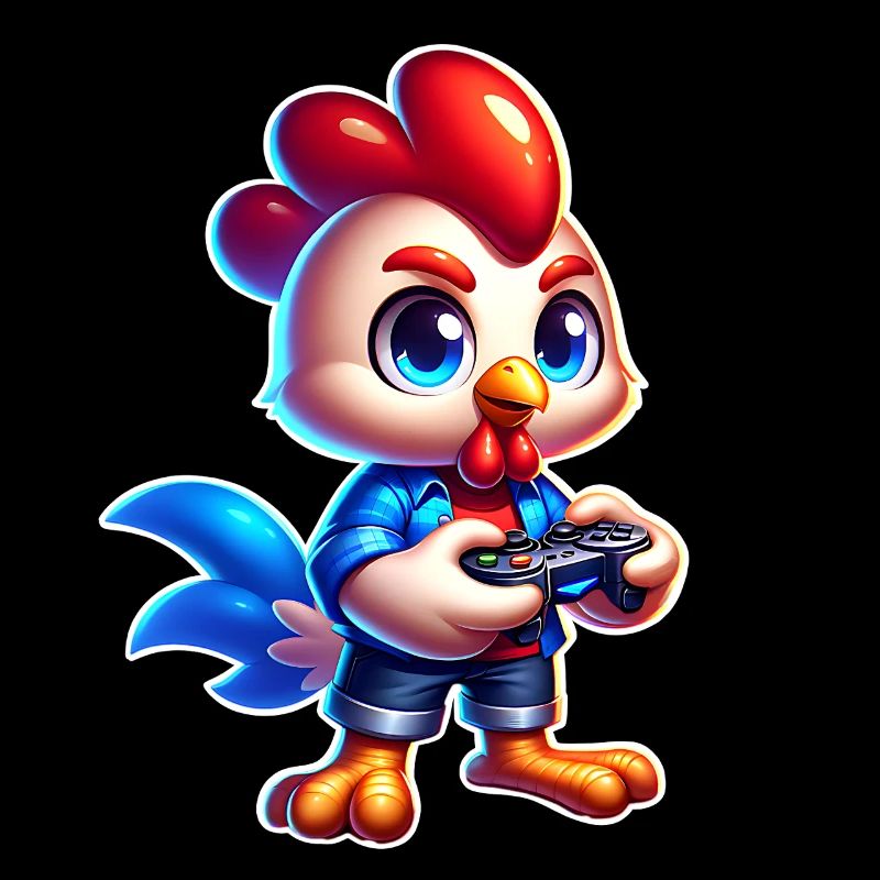Gaming Huhn mit Controller