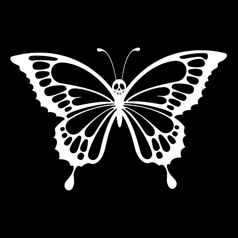 Schädel und weißer Schmetterling