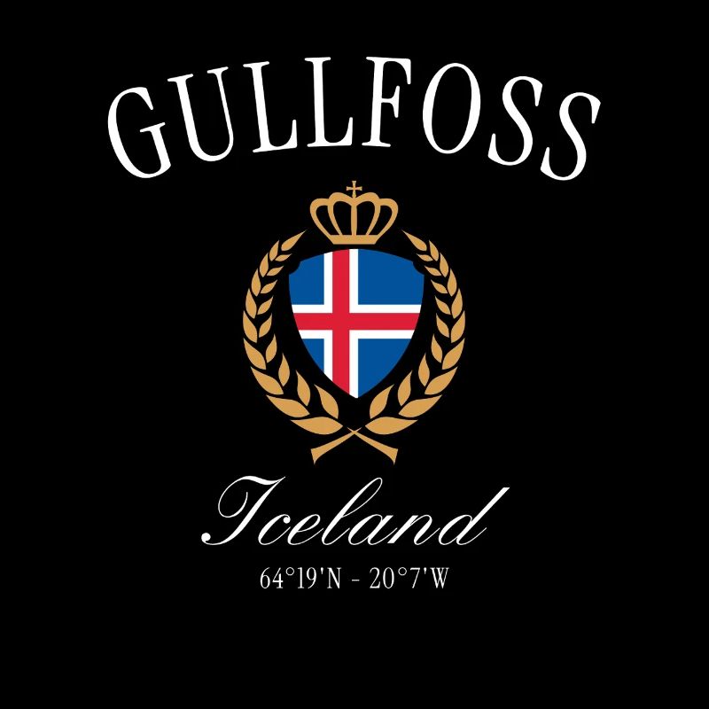 Gullfoss Island Wappen Krone – Reise Souvenir