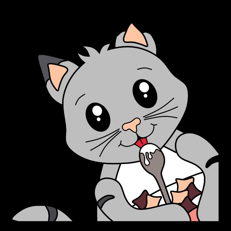 Cat at breakfast - gift for cat moms