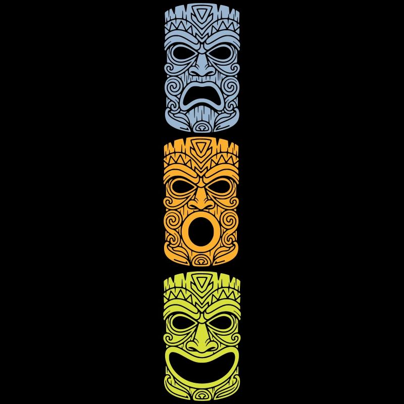 Masque Tiki Tricolore, T-shirts de style rétro et plus encore