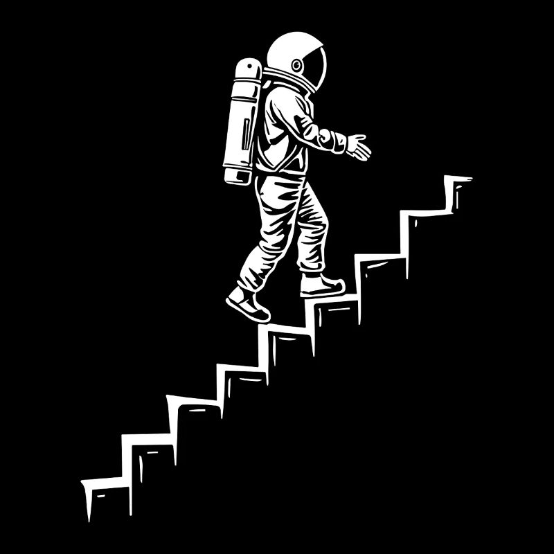 Astronaute dans les escaliers style spatial