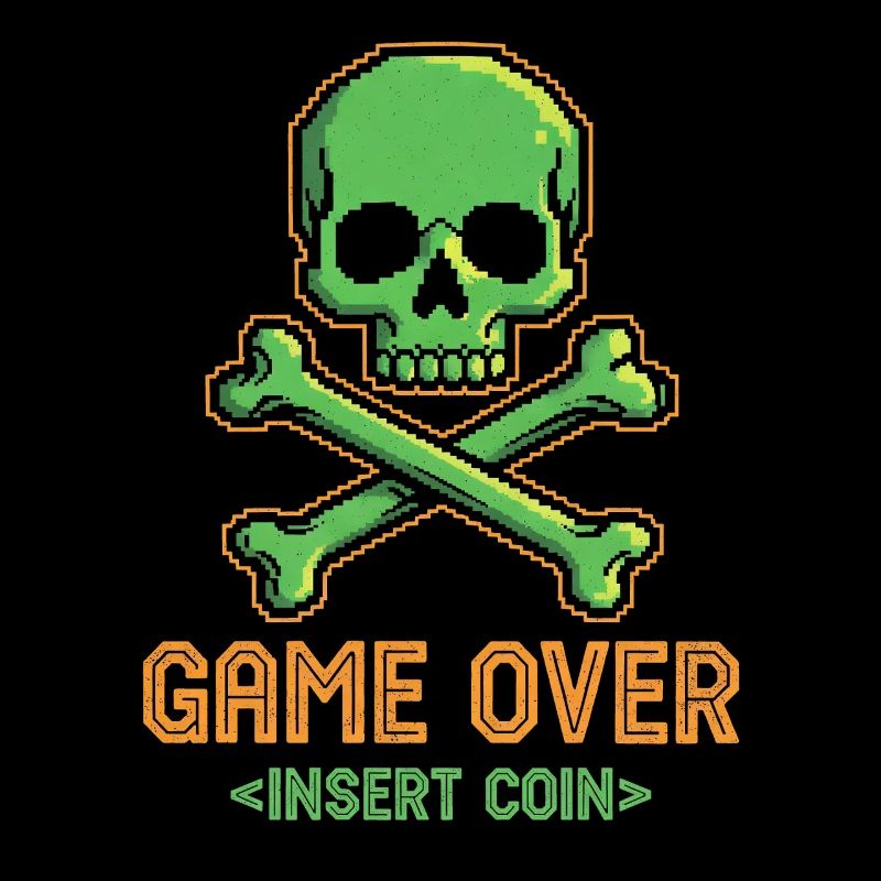 Game Over Insert Coin - Crâne de jeu rétro 8bit
