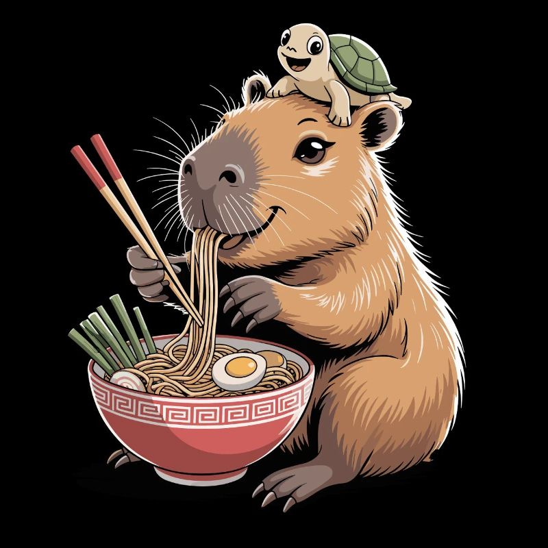 Cute capybara, ramen, turtle, capybara