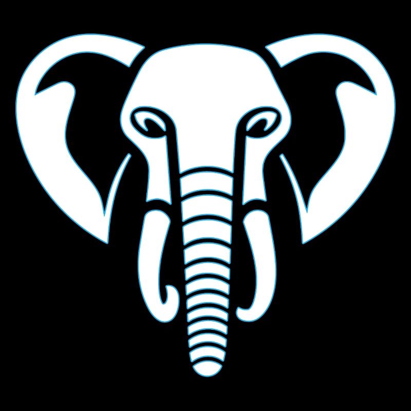Elephant Majesty: empreinte de tête d’éléphant, bleu.