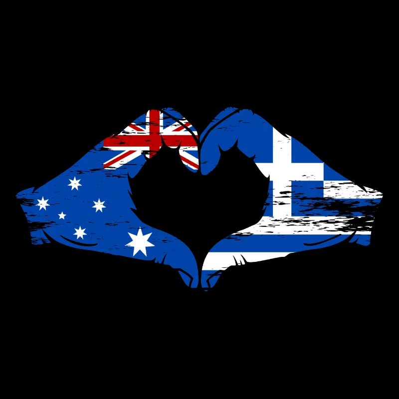 Australie Grèce Drapeau Mains Coeur Forme