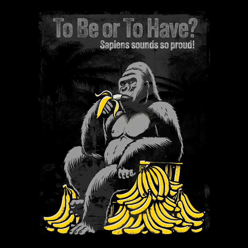 Singe primordial avec tas de bananes