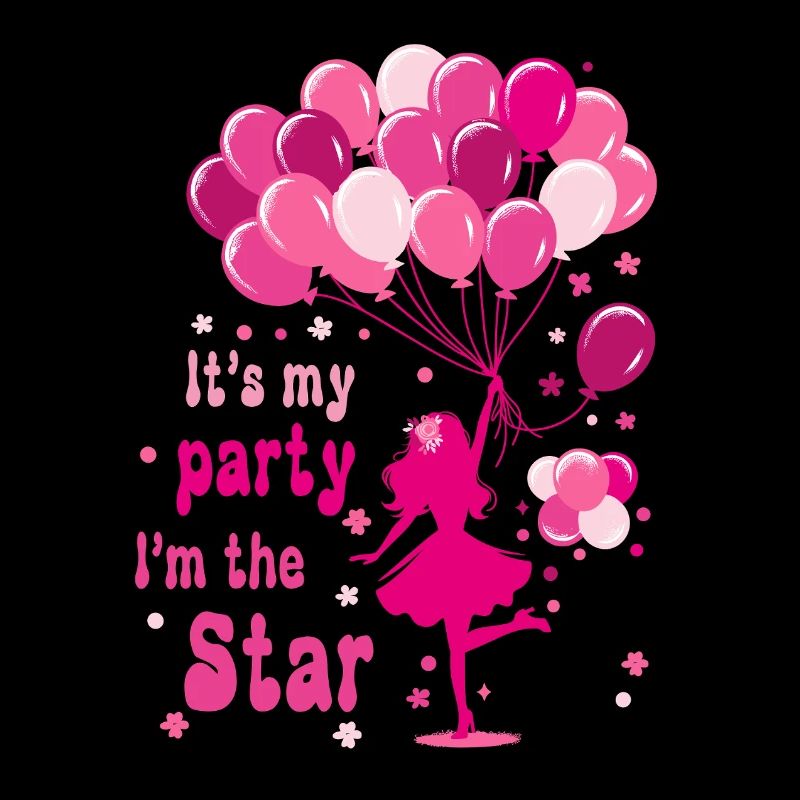Feierliches Mädchen mit rosa Luftballons Design