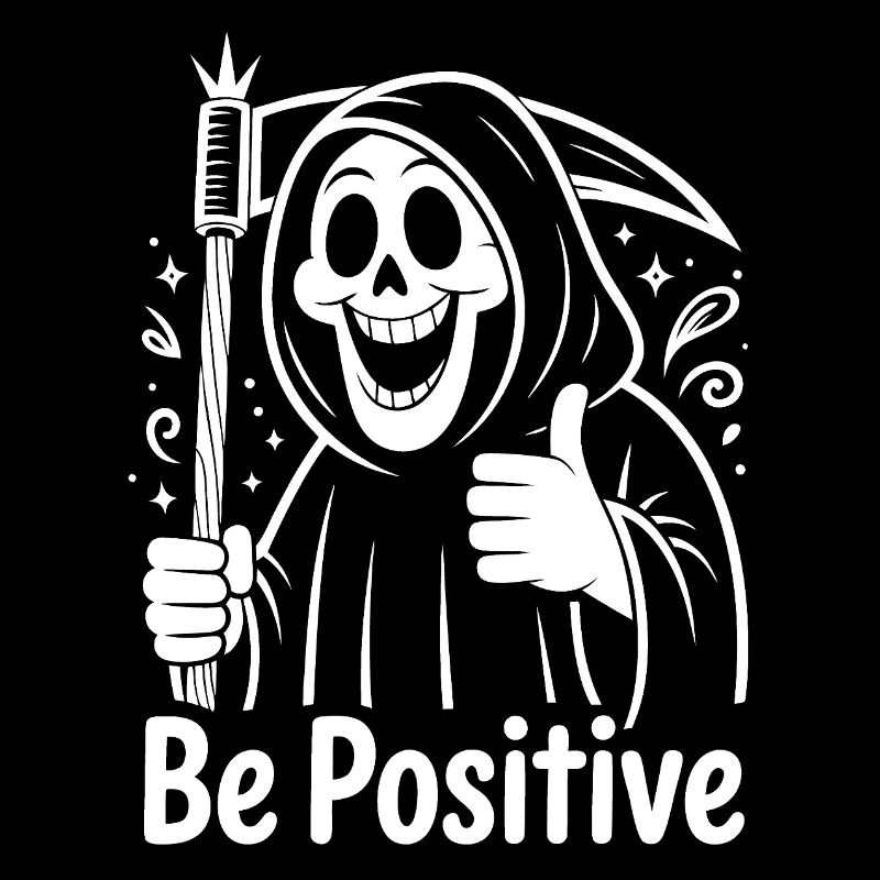 Be Positive Grim Reaper Cartoon