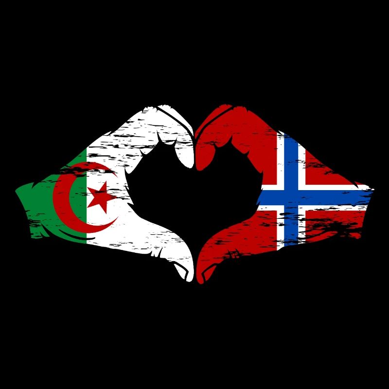 Algérie Norvège Drapeau Mains Coeur Forme Utilisé