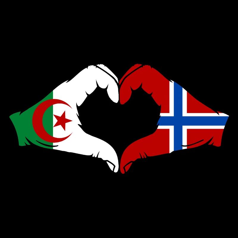 Algérie Norvège Drapeau Mains Coeur Forme