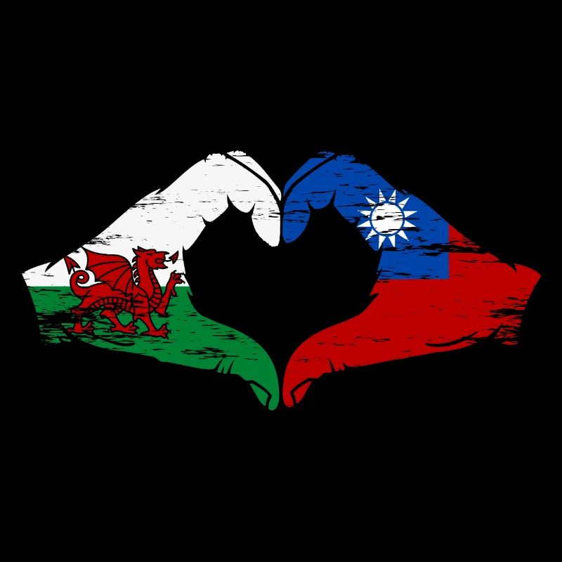 Pays de Galles Taiwan drapeau mains forme de coeur utilisé