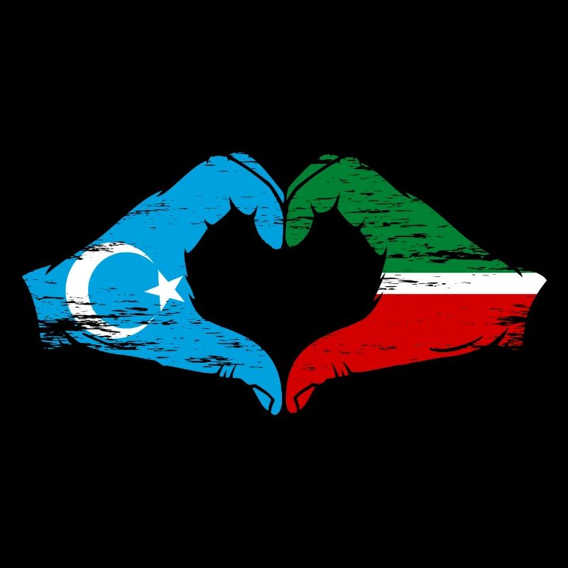 Drapeau ouïghour Tatarstan mains forme de coeur utilisé