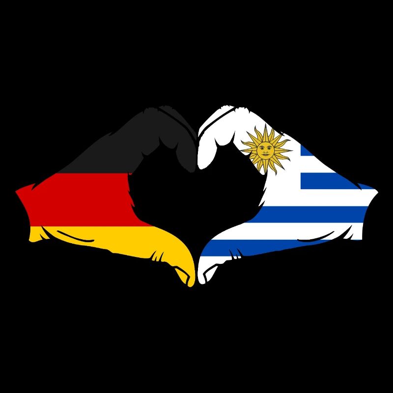 Germany Uruguay Flag Hands Heart Shape