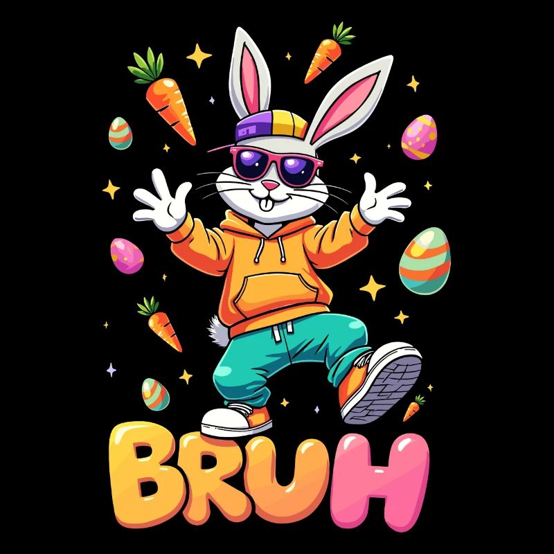Bruh Cool Lapin de Pâques Garçons Filles Pâques