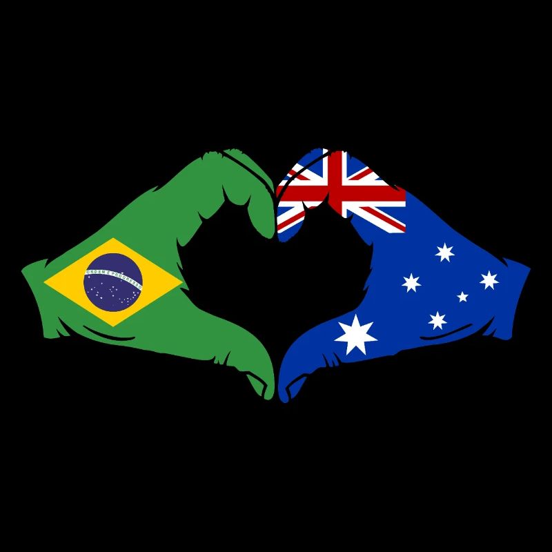 Brazil Australia Hands Heart Shape