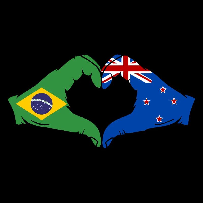Brasilien Neuseeland Haende Herzform
