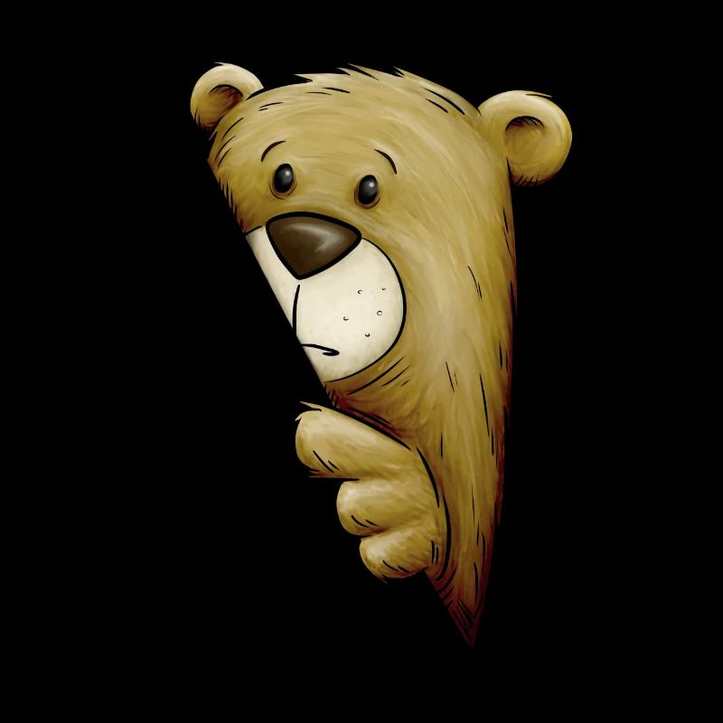 Funky Comic Bear looks around the corner Brown Bear