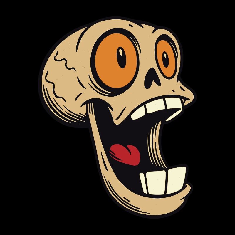 Laughing skull with big eyes