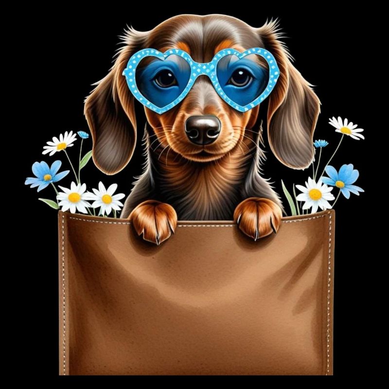 Dackel in Brusttasche
