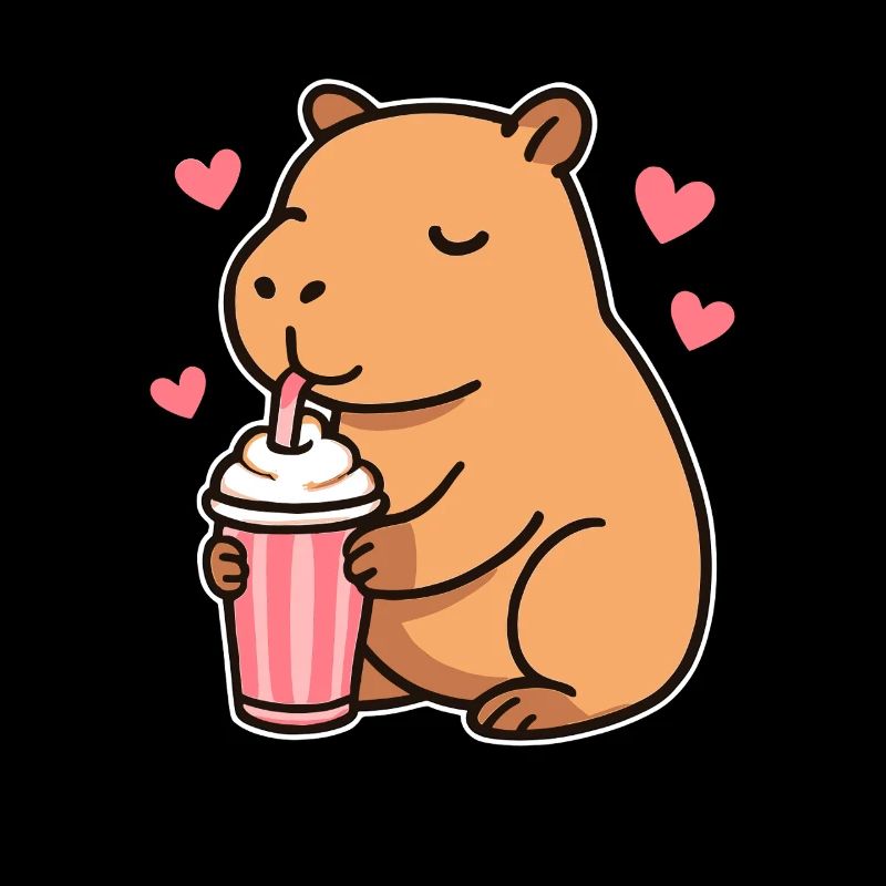 Capybara avec milkshake - Cute Animal Design