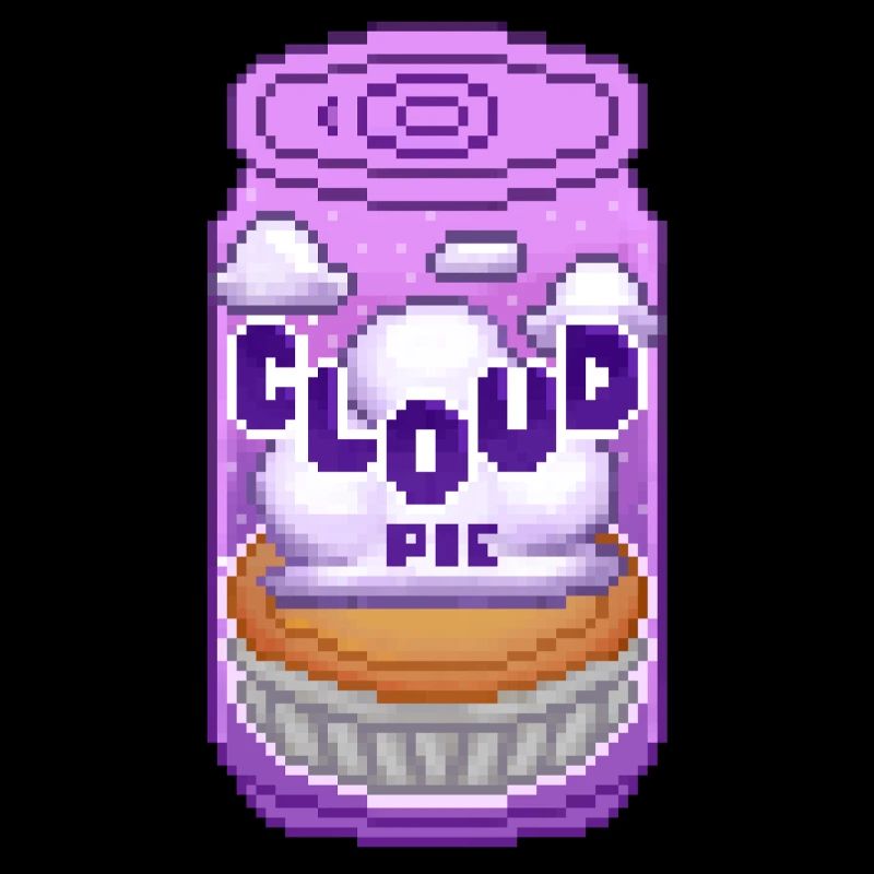 Cloud Pie Pixel Art - Conception de canette de soda violette