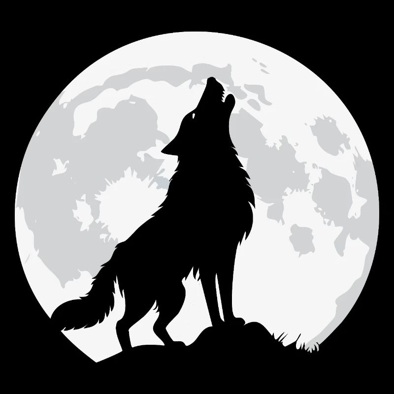 Howling wolf under a full moon - PNG