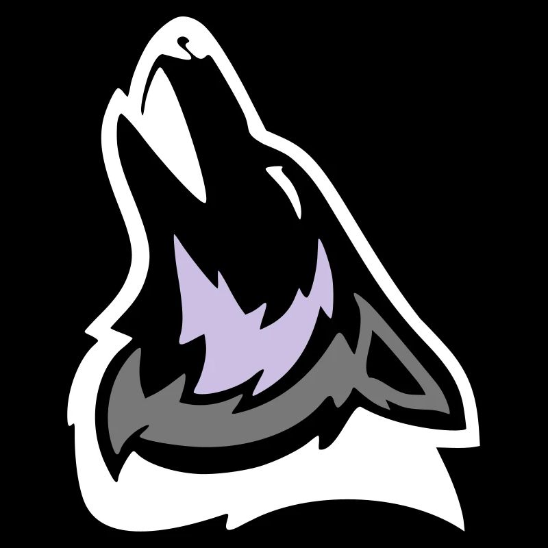 Wolf Kopf face heulend howing 3-farbig Logo