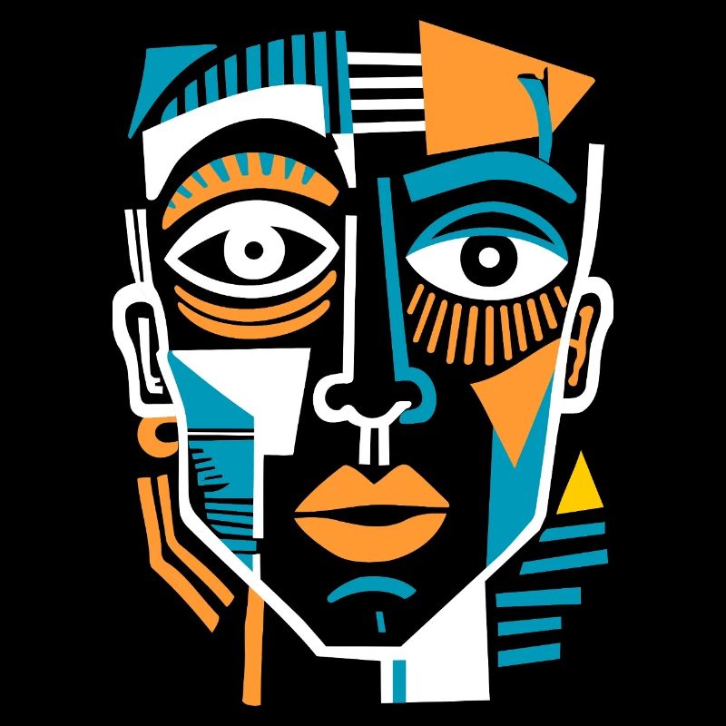 Visage cubiste coloré