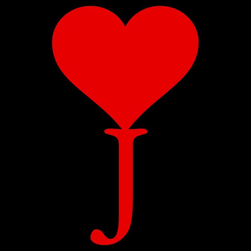 Rotes Herz mit dem Buchstaben J