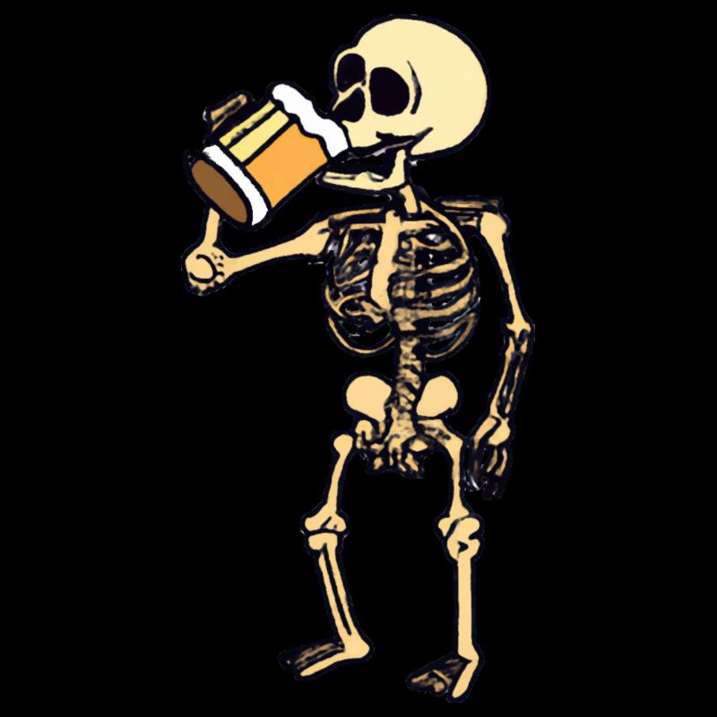 Skelett trinkt Bier, Halloween