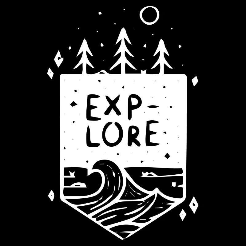 Brusttasche "Explore" Motiv Geschenk Idee weiss
