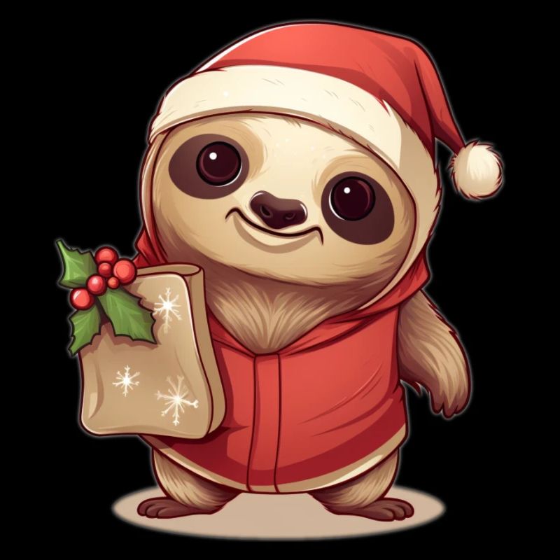 a cute sloth with a christmas hat