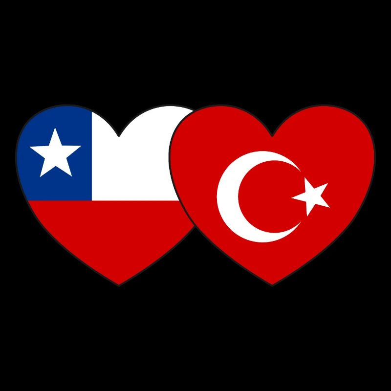 Chile Turkey Flag Heart