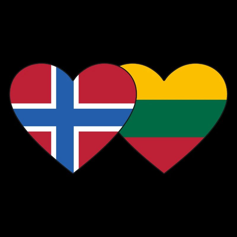 Norway Lithuania Flag Heart
