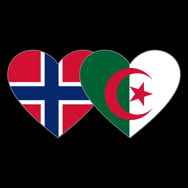 Norway Algeria Flag Heart