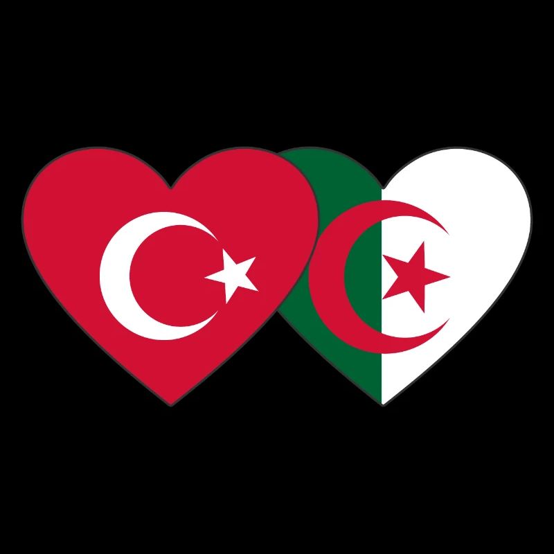 Turkey Algeria Flag Heart
