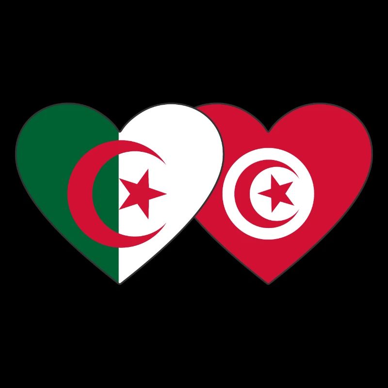 Algérie Tunisie Drapeau Coeur