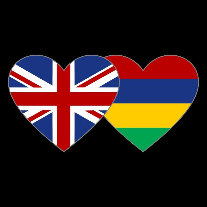 England Mauritius Flag Heart