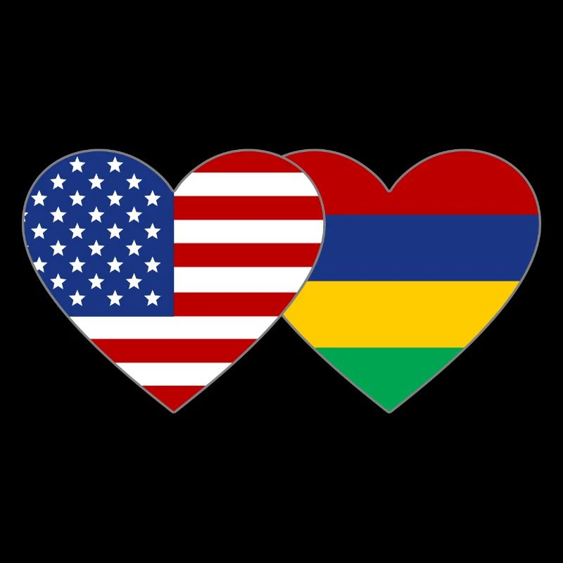 USA Mauritius Flagge Herz