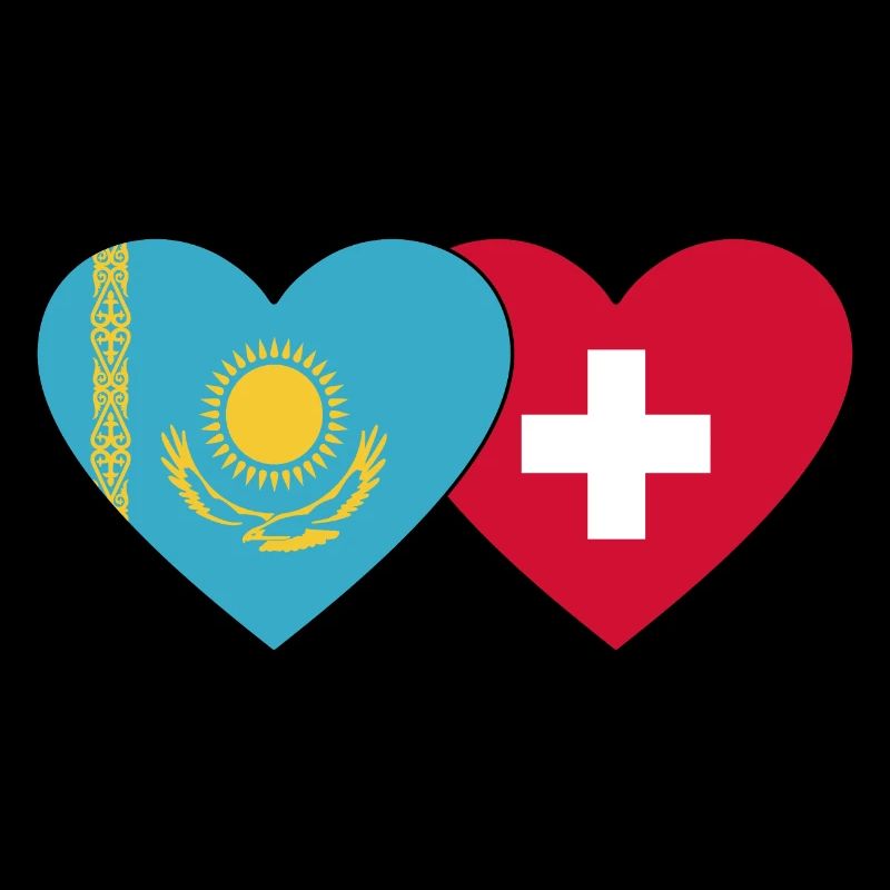 Kasachstan Schweiz Flagge Herz