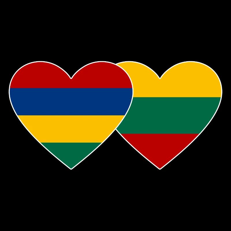 Mauritius Lithuania Flag Heart
