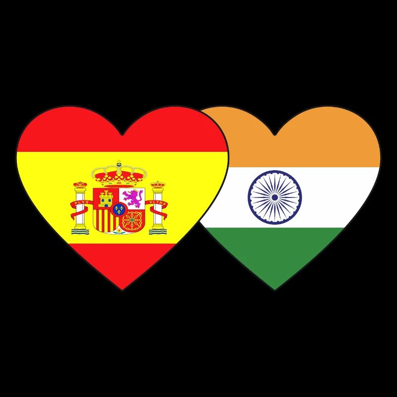 Spanien Indien Flagge Herz