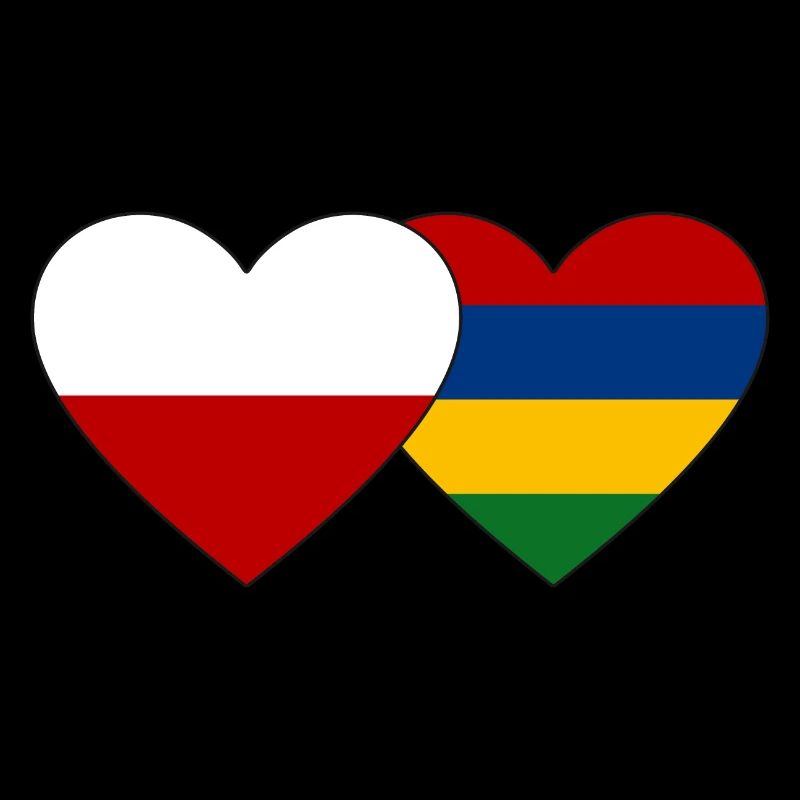 Poland Mauritius Flag Heart