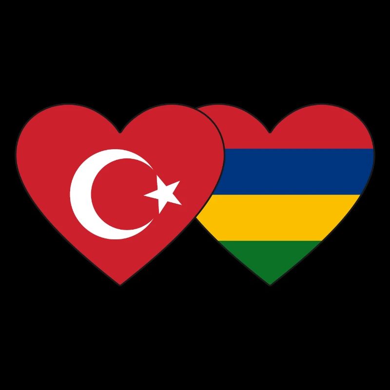 Turkey Mauritius Flag Heart