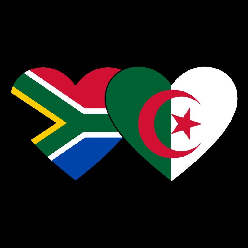 Afrique du Sud Algérie drapeau coeur