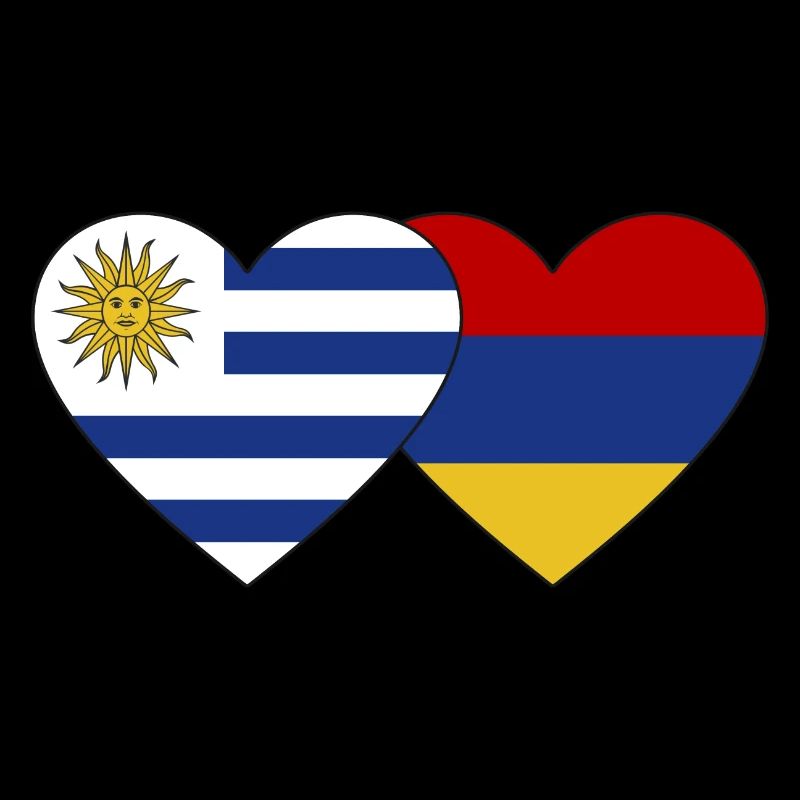 Uruguay Armenia Flag Heart