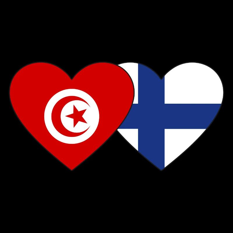Tunisie Finlande Drapeau Coeur