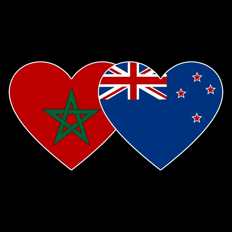 Marokko Neuseeland Flagge Herz