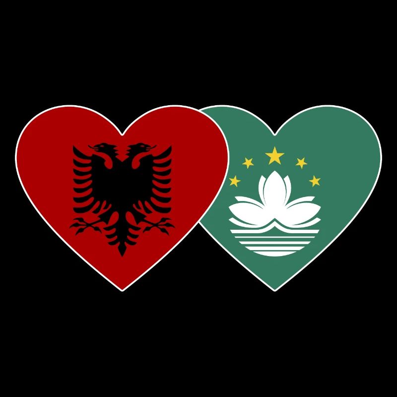 Albania Macau Flag Heart